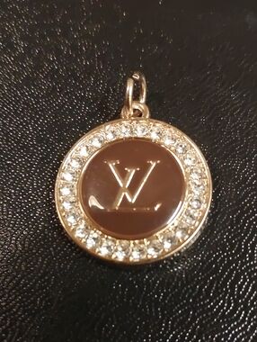 LV Brown & Gold Crystal Round Charm Pendant